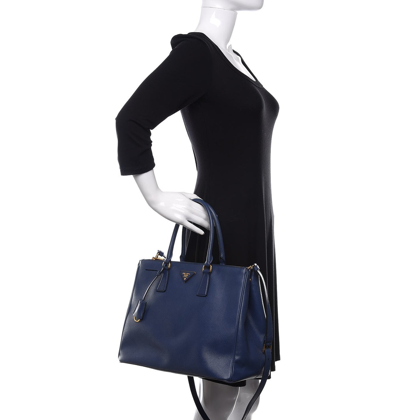Saffiano Large Galleria Double Zip Tote Bluette