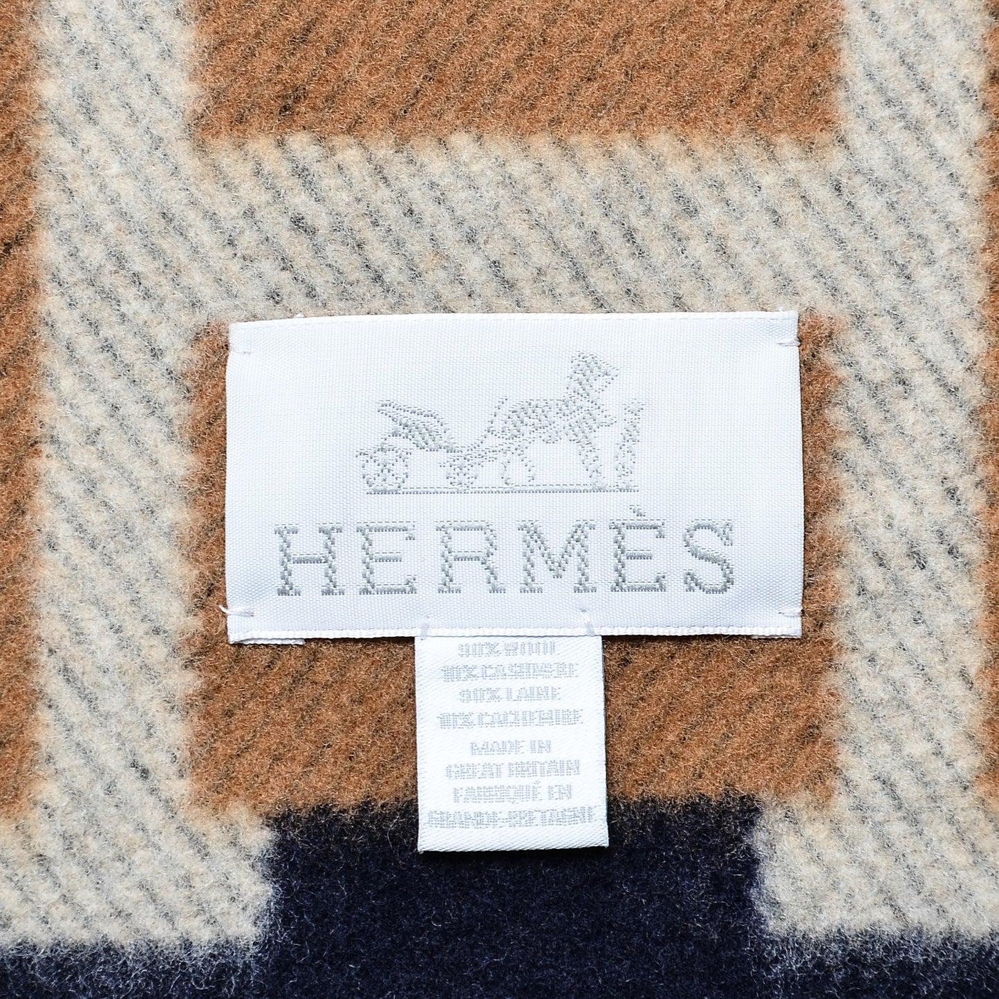 Wool Cashmere Avalon Bayadere Blanket Indigo Ocre