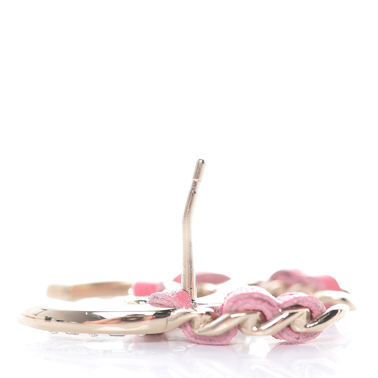 Crystal Baguette Lambskin Large CC Earrings Gold Pink