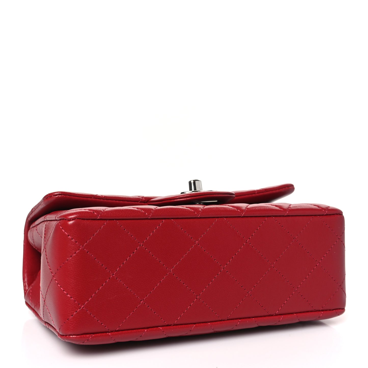 Lambskin Quilted Mini Rectangular Flap Red