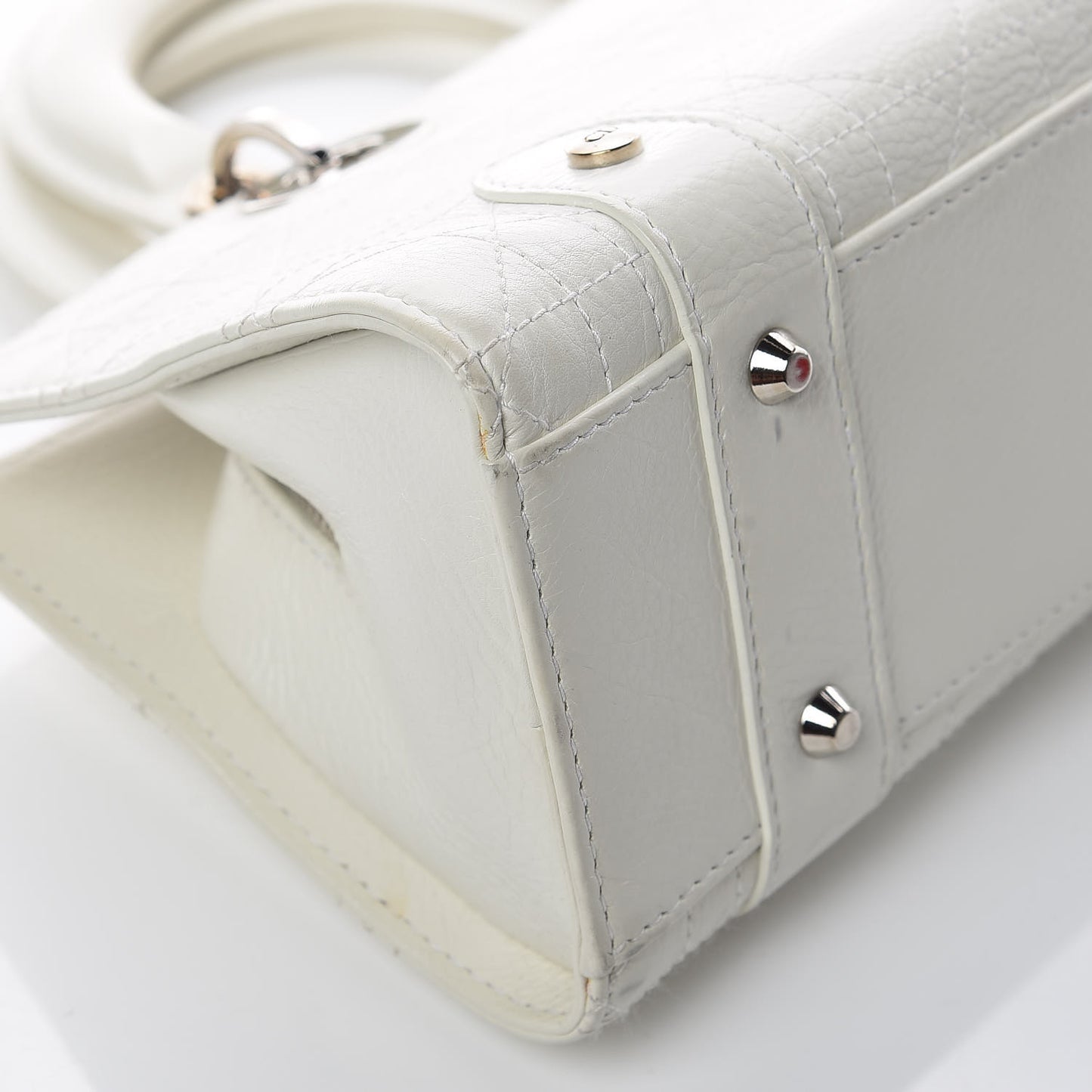 Calfskin Cannage Stitched Small Lady East West Lady Dior White