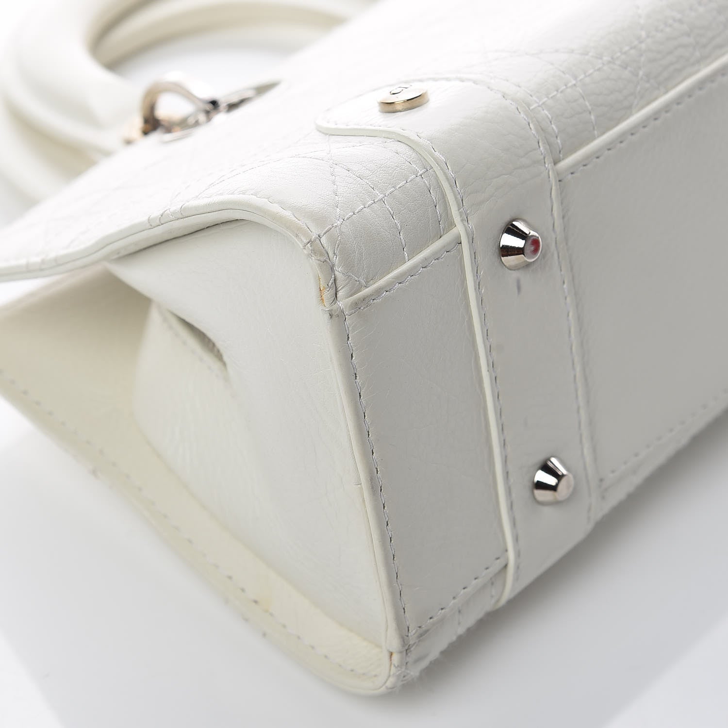 Christian Dior Calfskin Cannage Stitched Small Lady East West Lady Dior White 15 of 26