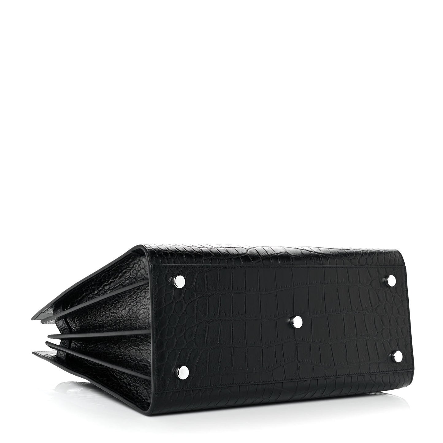 Calfskin Crocodile Embossed Small Sac de Jour Black