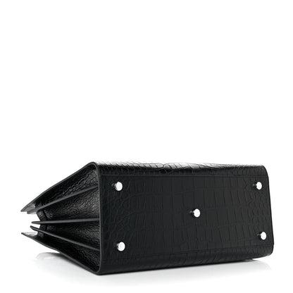 Saint Laurent Calfskin Crocodile Embossed Small Sac de Jour Black 3 of 8