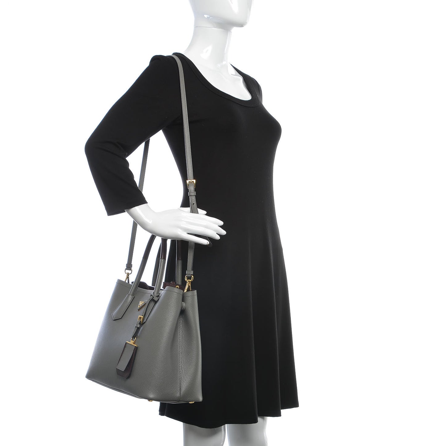 Saffiano Cuir Medium Bi-Color Double Bag Marmo Granato