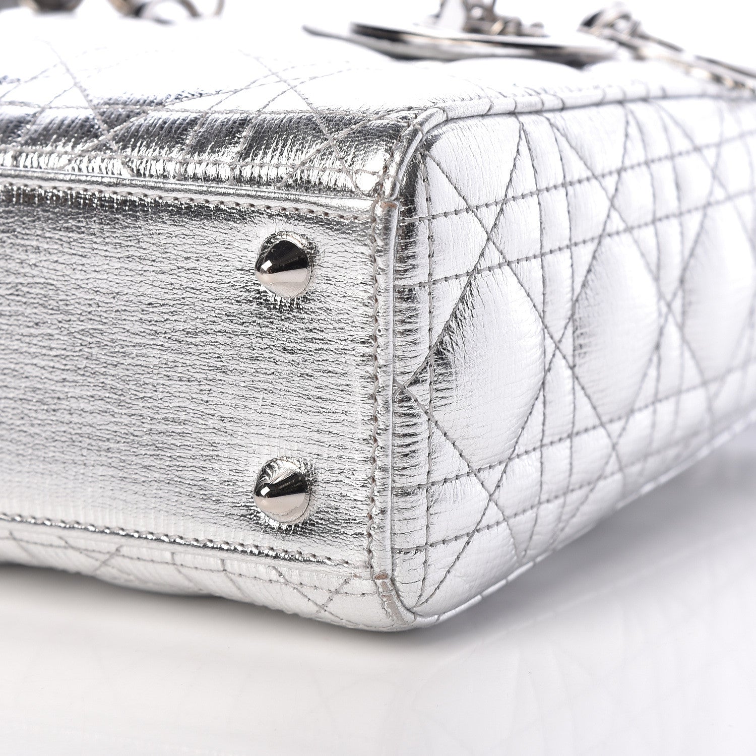 Christian Dior Metallic Grained Calfskin Cannage Small Lucky Badges My Lady Dior Silver 10 of 12