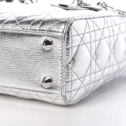 Christian Dior Metallic Grained Calfskin Cannage Small Lucky Badges My Lady Dior Silver 10 of 12