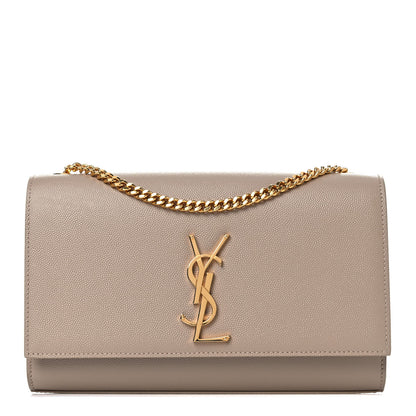 Saint Laurent Grain De Poudre Medium Monogram Kate Satchel Dark Beige 1 of 9