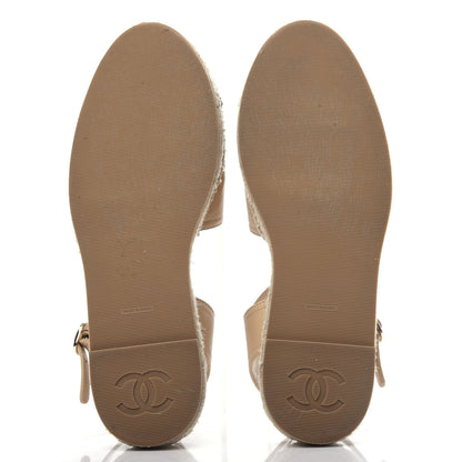 Chanel Lambskin CC Espadrilles 36 Beige Black 6 of 11