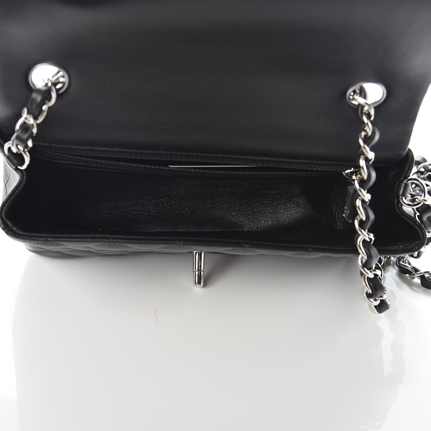 Lambskin Quilted Mini Rectangular Flap Black