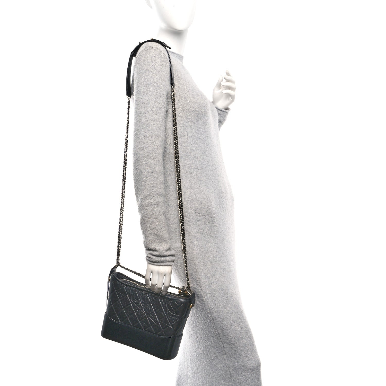 Chanel Aged Calfskin Quilted New Medium Gabrielle Hobo Black 2 of 10
