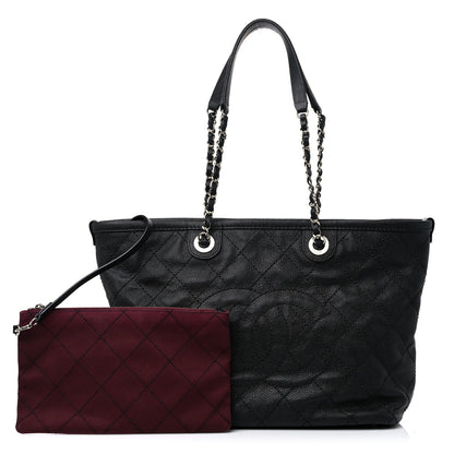 Chanel Grained Calfskin Quilted Small Daily Shopping Tote Black 1 of 12