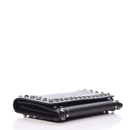 Prada Saffiano Crystal Studded Flap Wallet Black 5 of 8