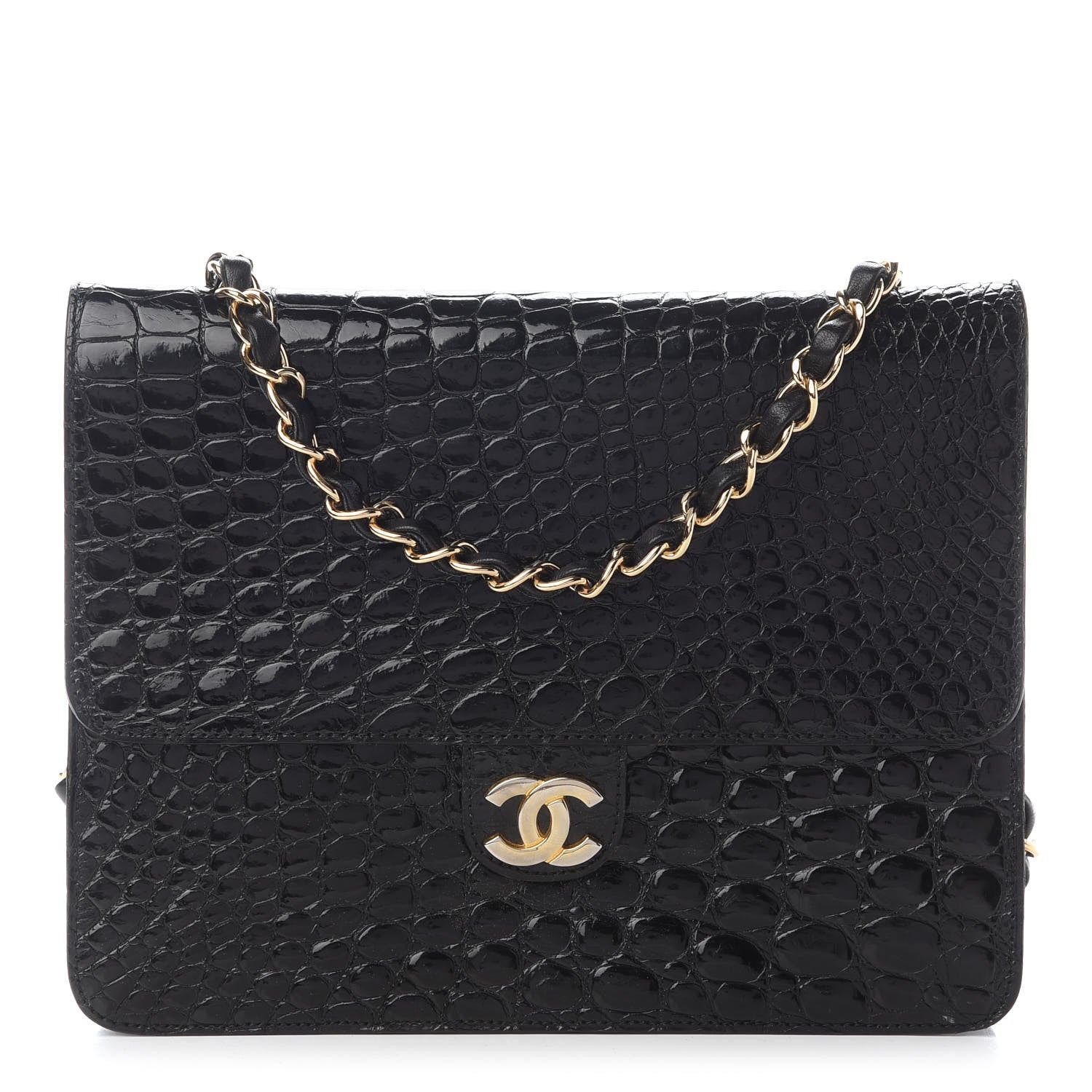 Chanel Shiny Crocodile Small Single Flap Black 1 of 8