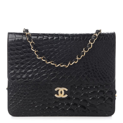 Chanel Shiny Crocodile Small Single Flap Black 1 of 8
