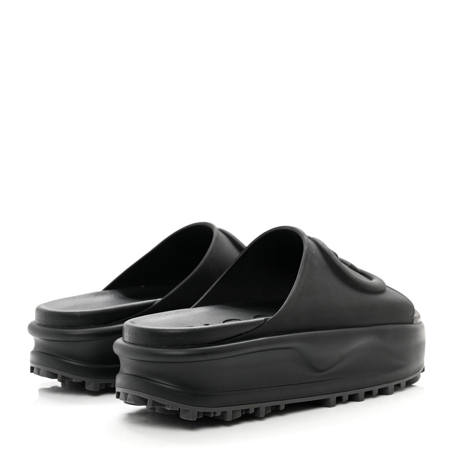 Soft Rubber Womens Interlocking G Platform 42mm Slide Sandals 39 Black
