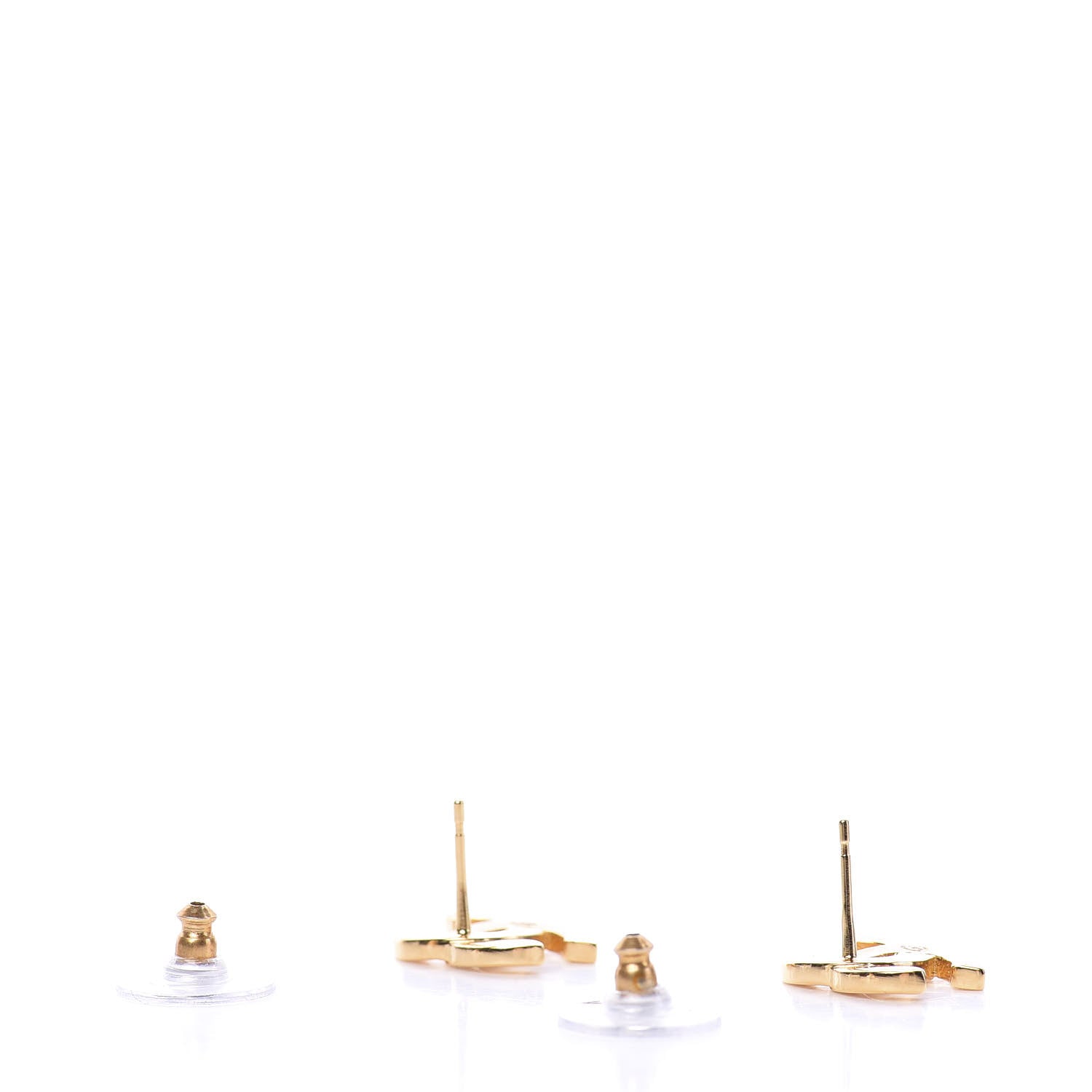 Chanel Metal CC Paris Button Stud Earrings Gold 3 of 5