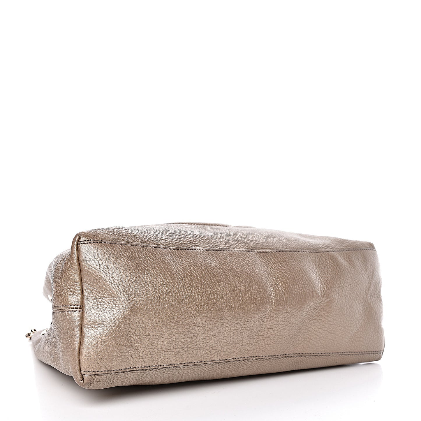 Metallic Pebbled Calfskin Medium Soho Chain Shoulder Bag Golden Beige