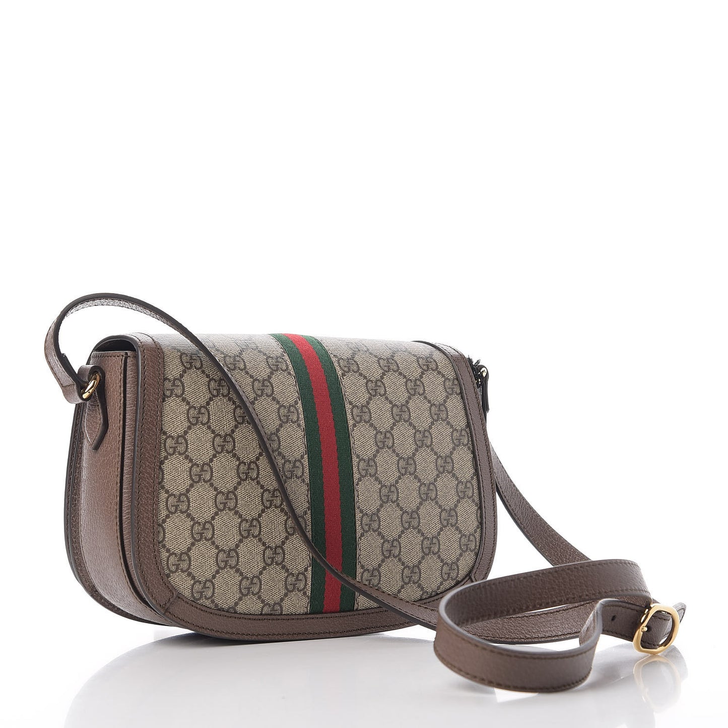 GG Supreme Monogram Web Small Ophidia Flap Messenger Bag Brown