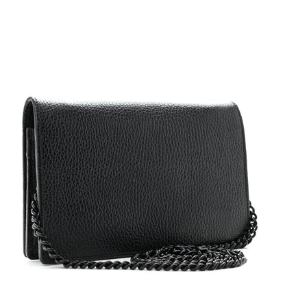 Gucci Dollar Calfskin Enamel Monochrome Mini GG Marmont Chain Wallet Black 3 of 13