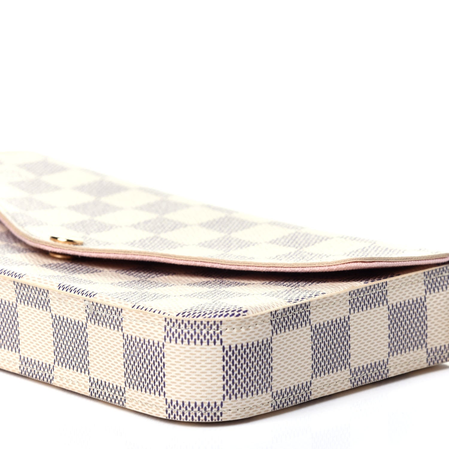Louis Vuitton Damier Azur Pochette Felicie Chain Wallet Rose Ballerine 9 of 17