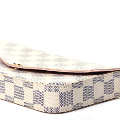 Louis Vuitton Damier Azur Pochette Felicie Chain Wallet Rose Ballerine 9 of 17