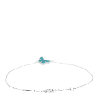 Van Cleef & Arpels 18K White Gold Turquoise Sweet Alhambra Butterfly Bracelet 3 of 4