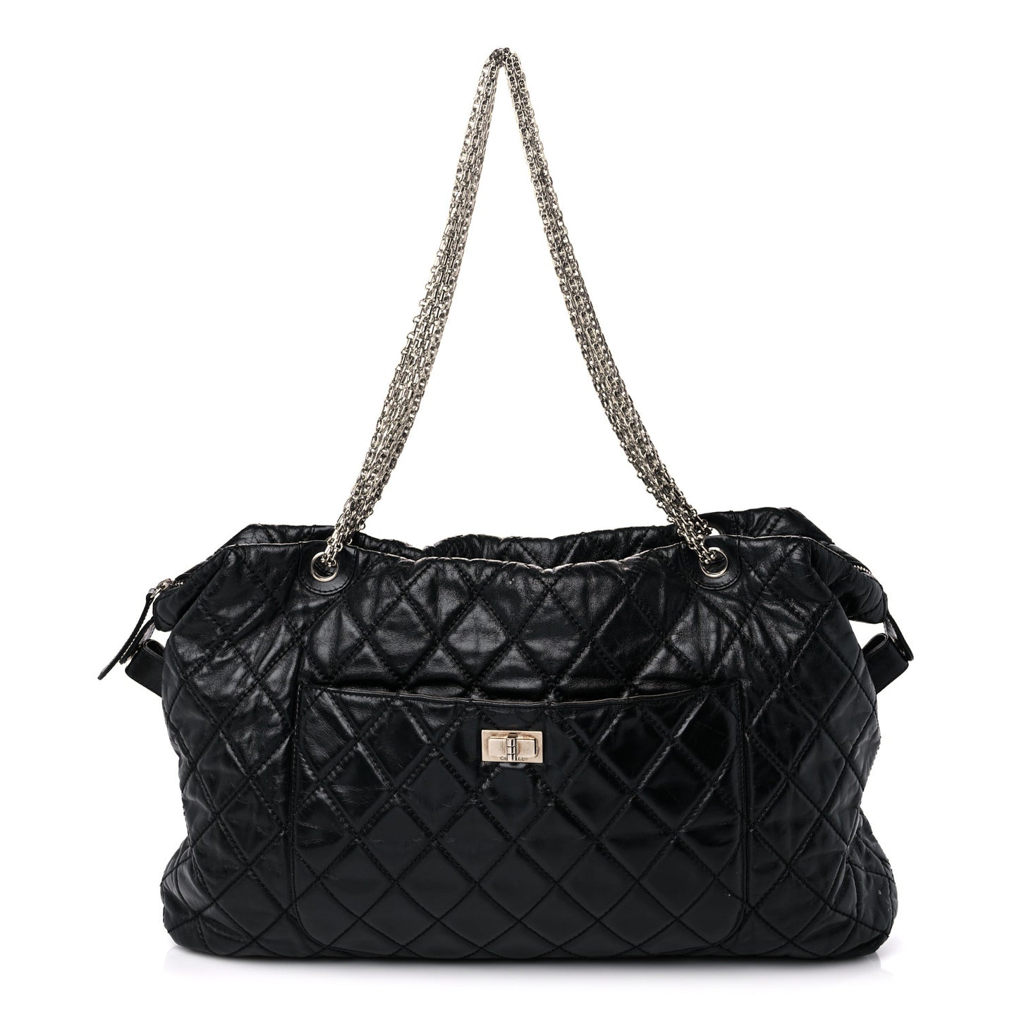 Aged Calfskin Oversized Reissue Overnight Tote Black