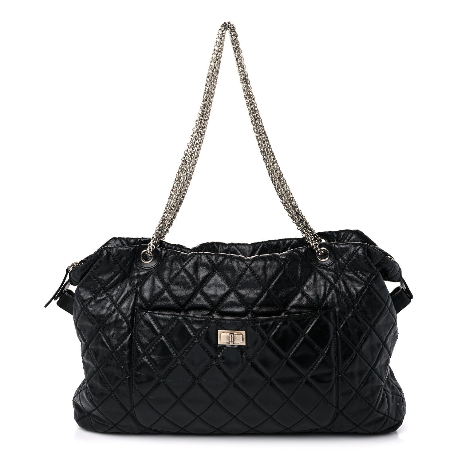 Chanel Aged Calfskin Oversized Reissue Overnight Tote Black 1 of 14