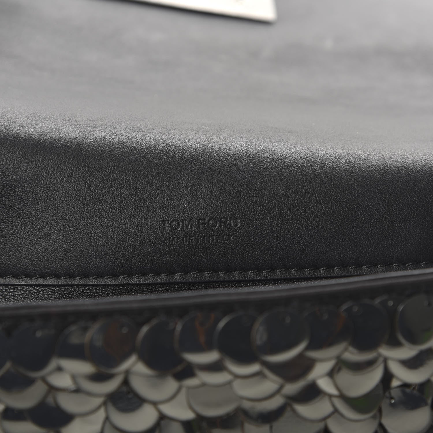 Tom Ford Paillette Embellished Large Natalia Chain Bag Dark Silver Black 8 of 9