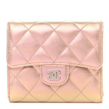 Chanel Iridescent Calfskin Quilted Compact Flap Wallet Pink 1 of 8