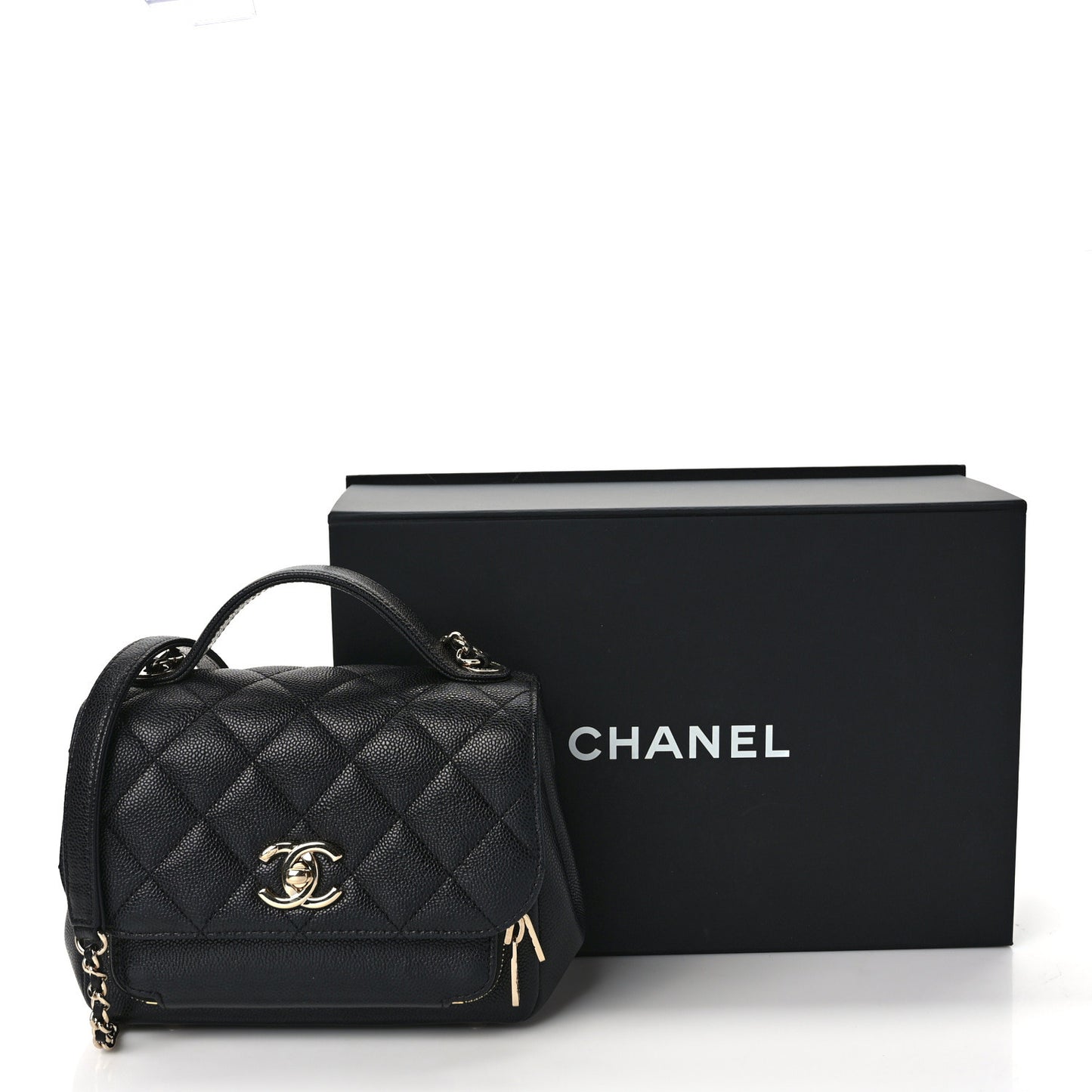 Caviar Quilted Small Business Affinity Flap Black