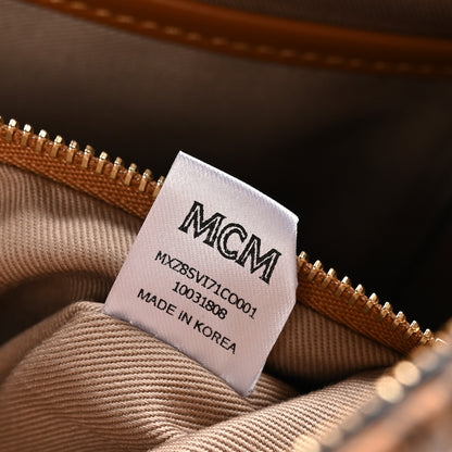 MCM Visetos Large Zip Pouch Cognac 7 of 10