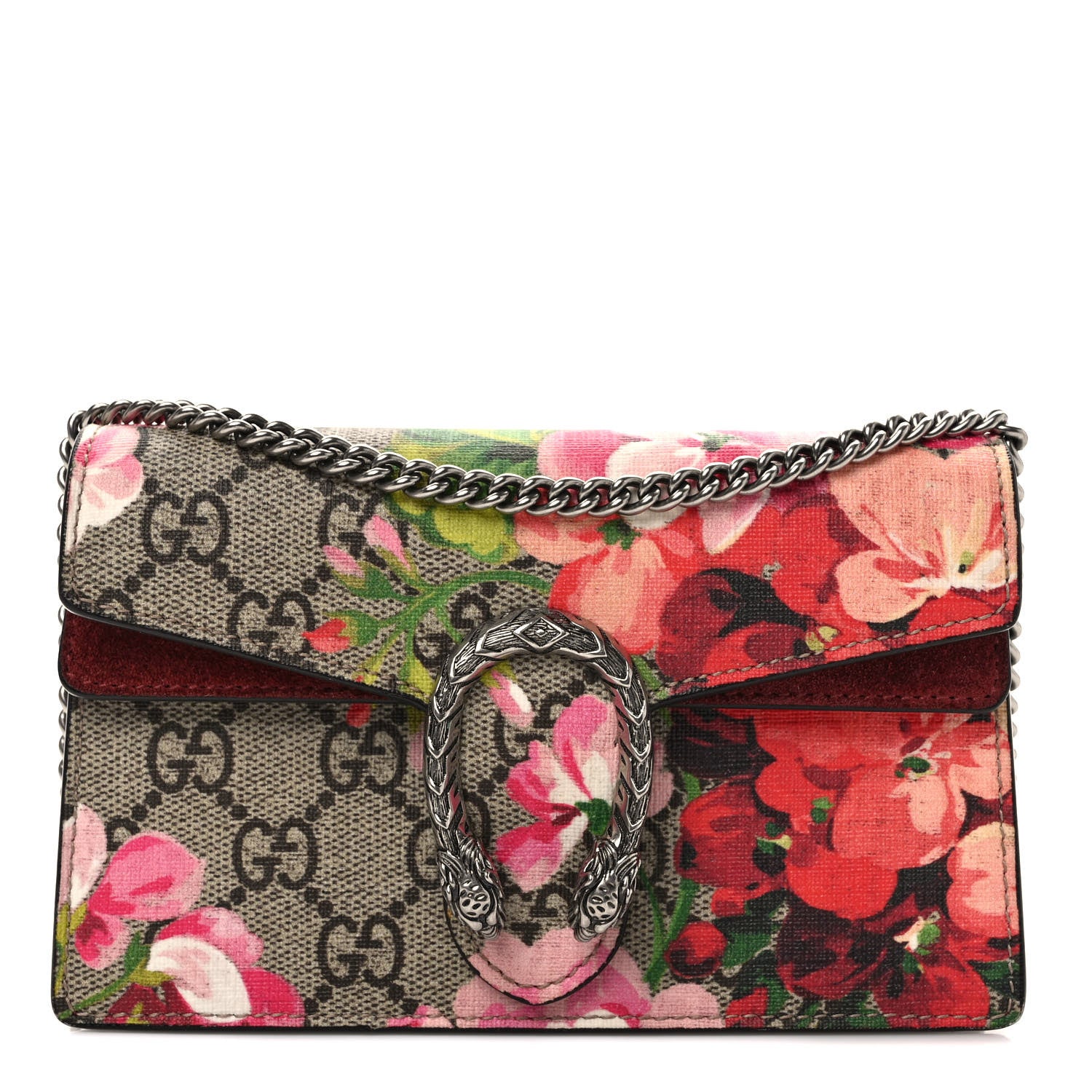 Gucci GG Supreme Monogram Blooms Super Mini Dionysus Shoulder Bag Beige Multicolor Dry Rose 1 of 9