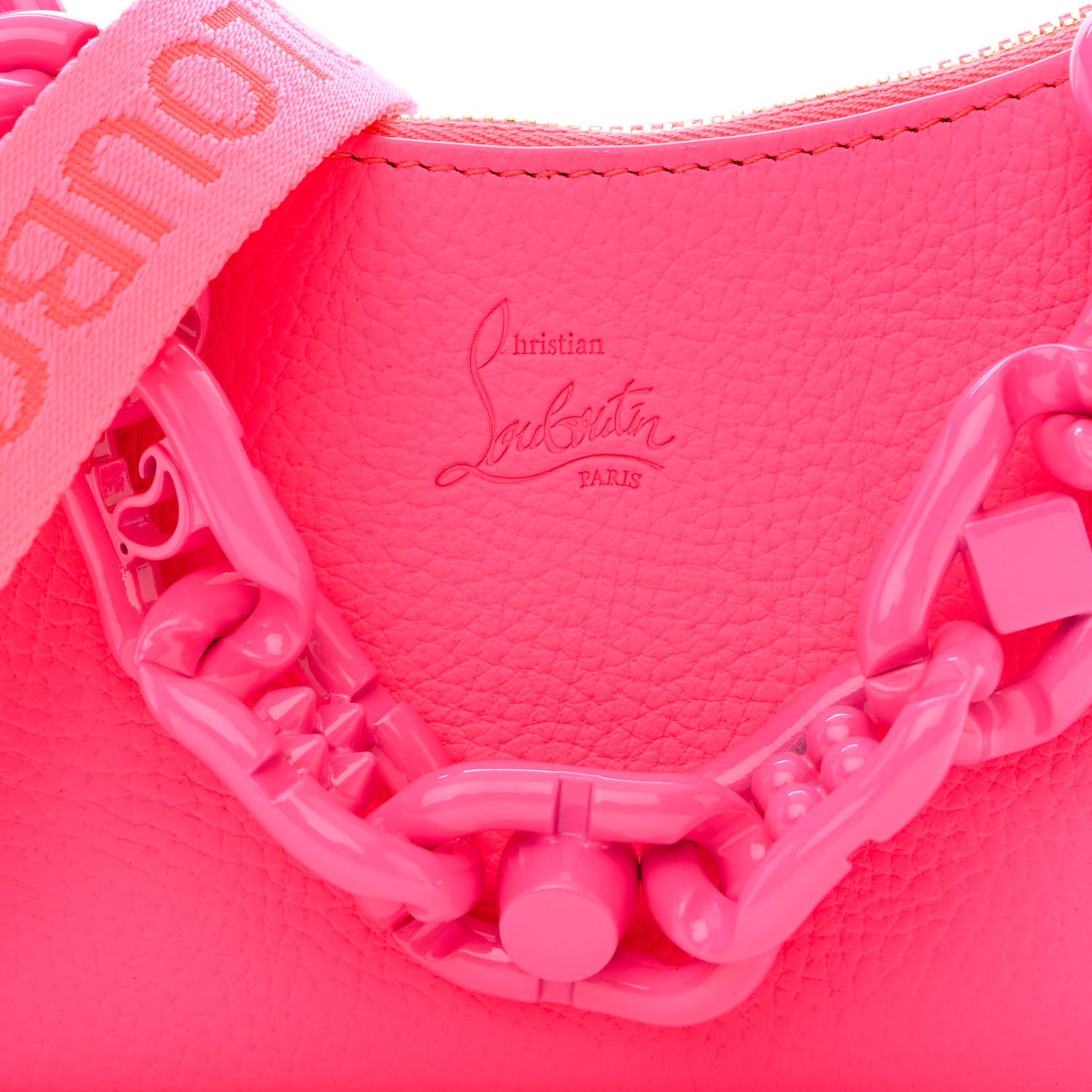 Calfskin Mini Loubila Chain Shoulder Bag Fluo Pink