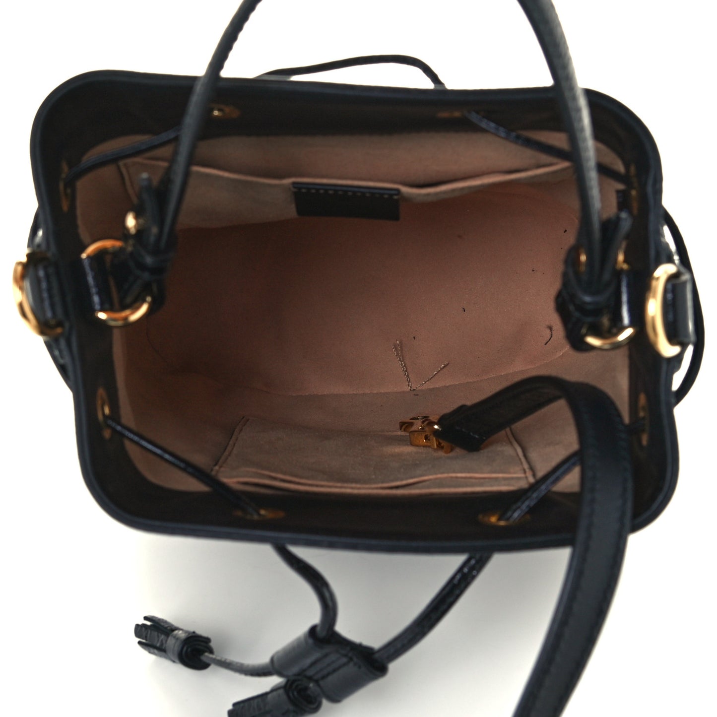 Suede Patent Web Small Ophidia Bucket Bag Black