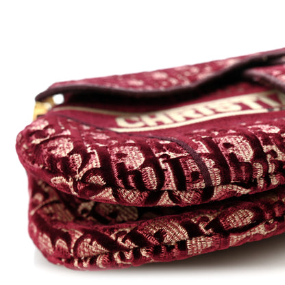 Christian Dior Velvet Oblique Saddle Bag Burgundy 8 of 9