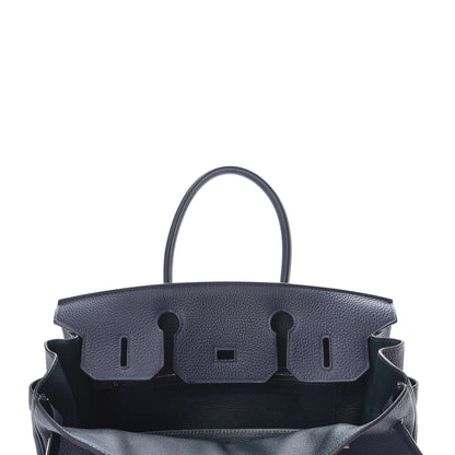 Hermes Togo Swift Officier Birkin 30 Bleu Nuit Vert Cypress 9 of 39