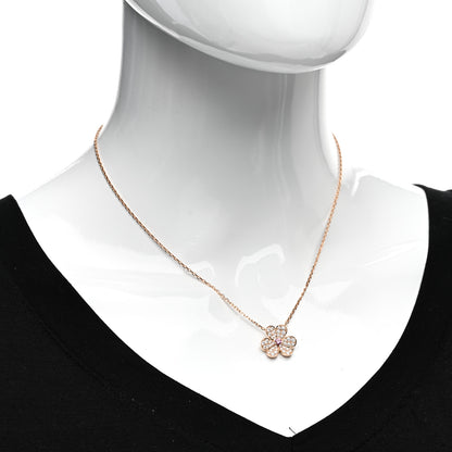 Van Cleef & Arpels 18K Rose Gold Diamond Pink Sapphire Small Frivole Pendant Necklace 2 of 5