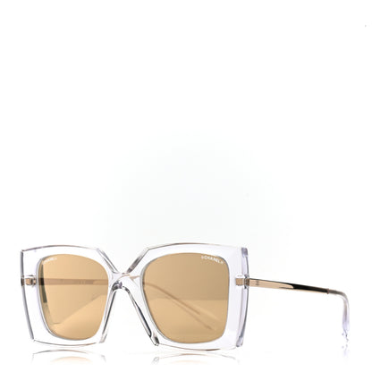 Chanel 18K White Gold Mirror Square Sunglasses 6051 Gold 1 of 7
