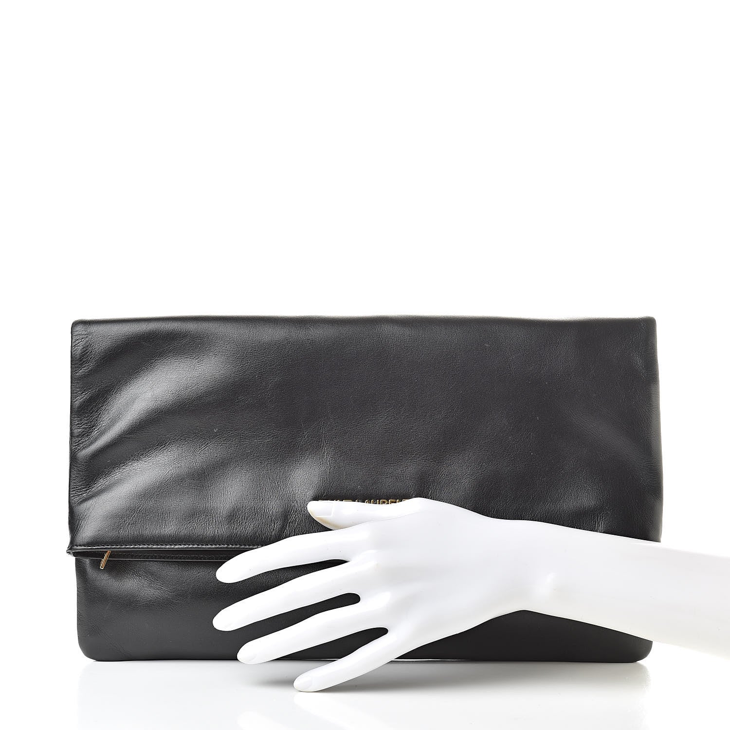 Saint Laurent Smooth Calfskin Letters Fold-Over Clutch Black 2 of 11