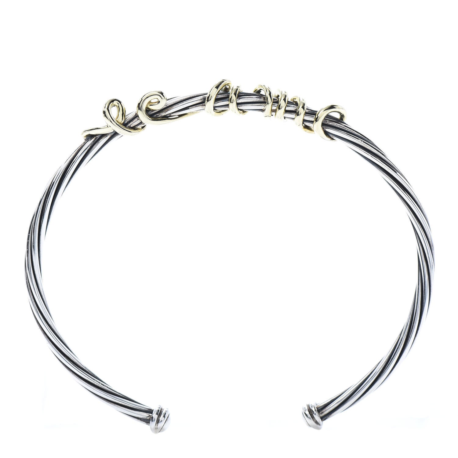 David Yurman Sterling Silver 14K Yellow Gold DY Whispers Te Amo Bracelet 6 of 6
