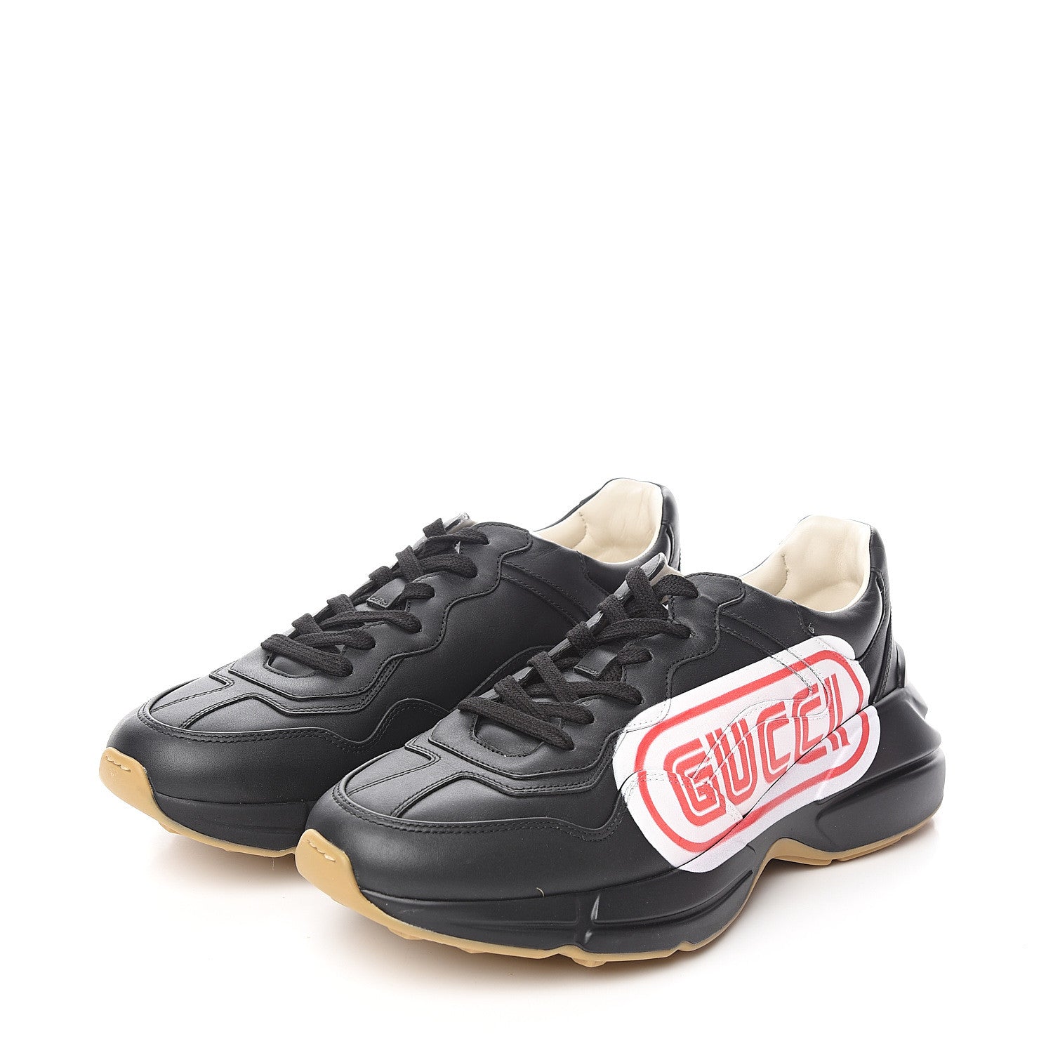 Gucci X SEGA Calfskin Logo Mens Rhyton Sneakers 9 Black 3 of 9