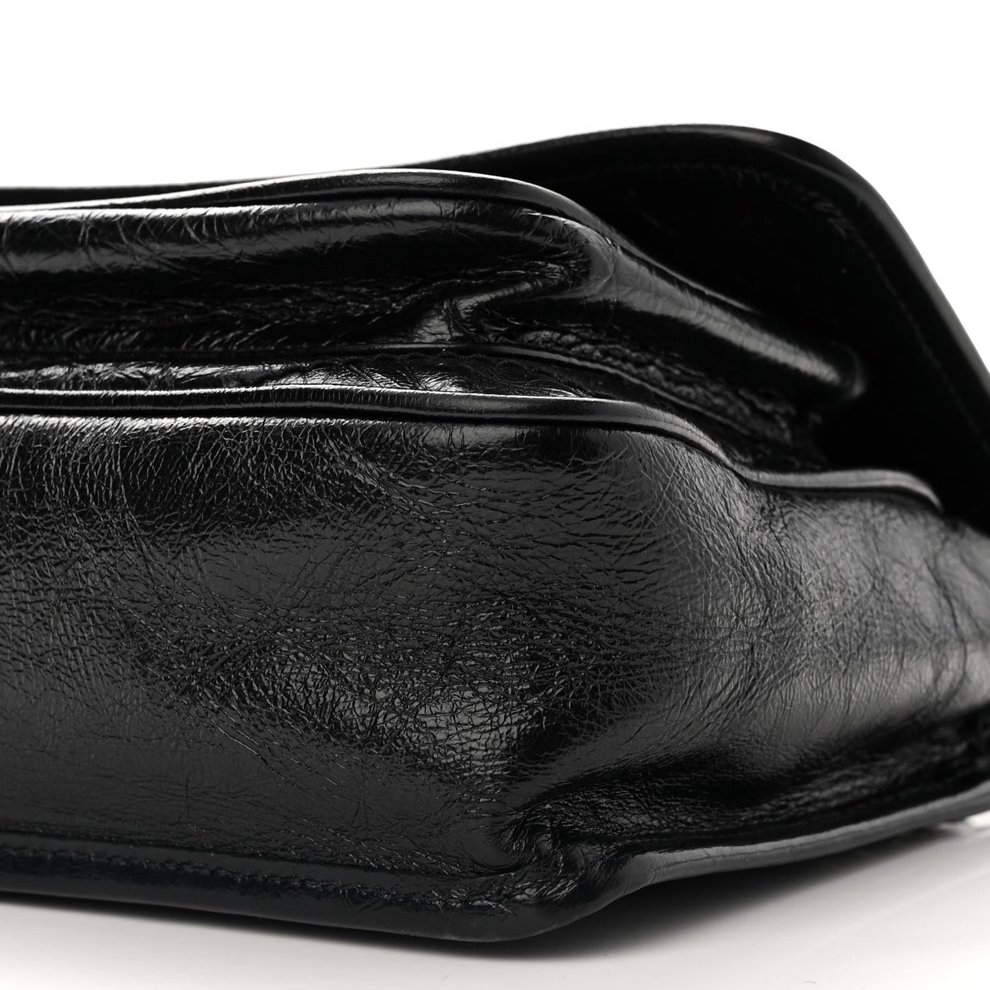 Crinkled Calfskin Matelasse Monogram Baby Niki Chain Satchel Black