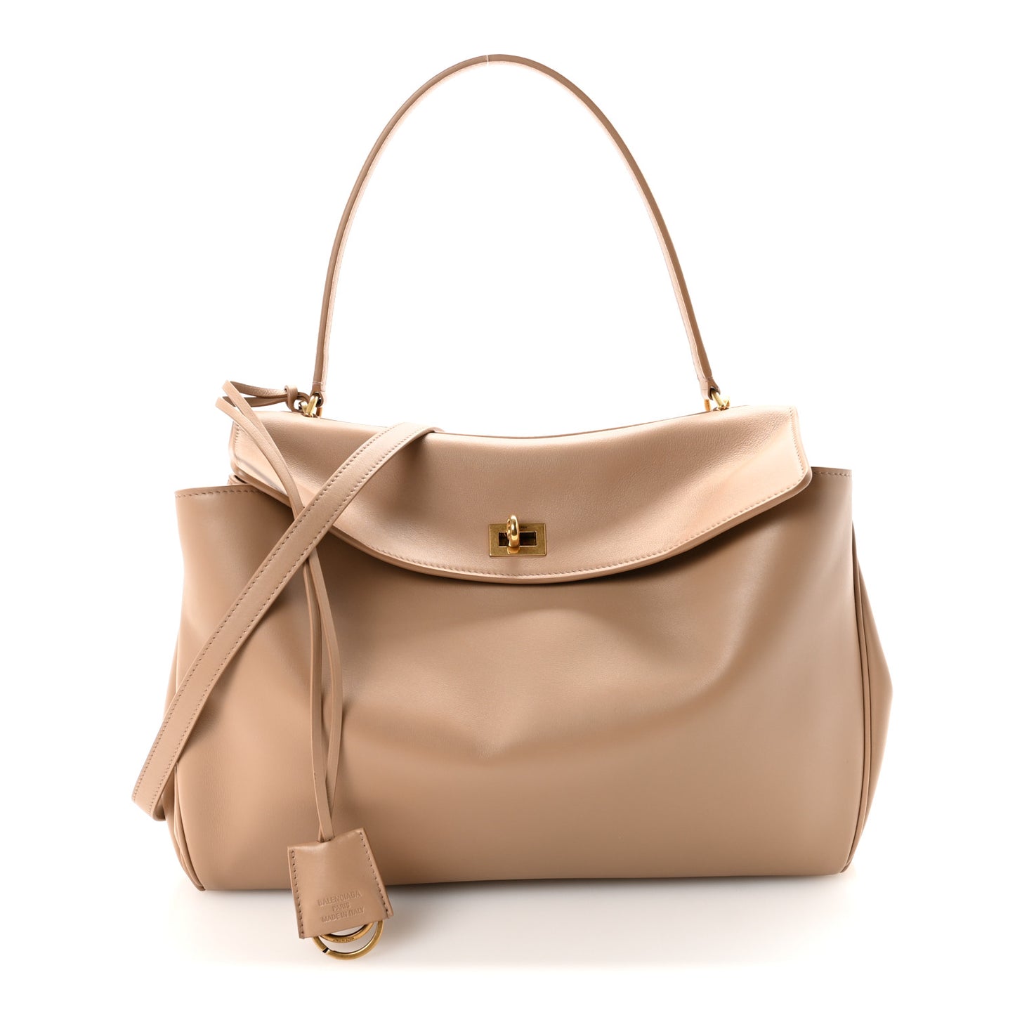 Natural Smooth Calfskin Medium Rodeo Top Handle Handbag Latte