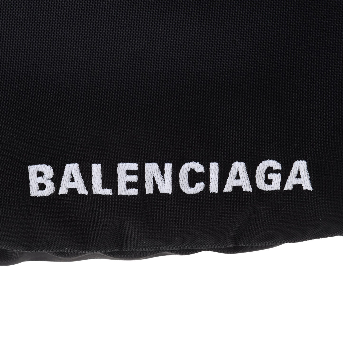 Recycled Sport Nylon Logo Embroidered Large Wheel Sling Bag Black White