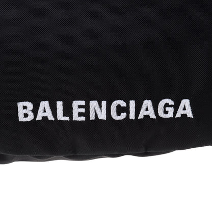 Balenciaga Recycled Sport Nylon Logo Embroidered Large Wheel Sling Bag Black White 9 of 11