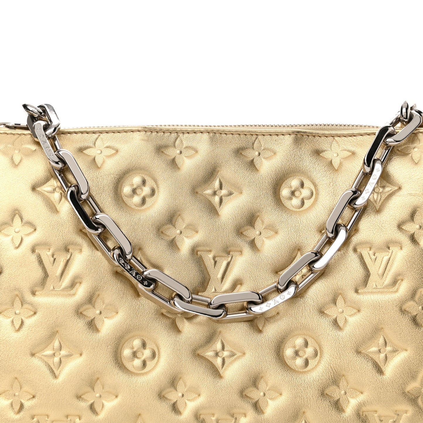 Lambskin Embossed Monogram Coussin PM Gold