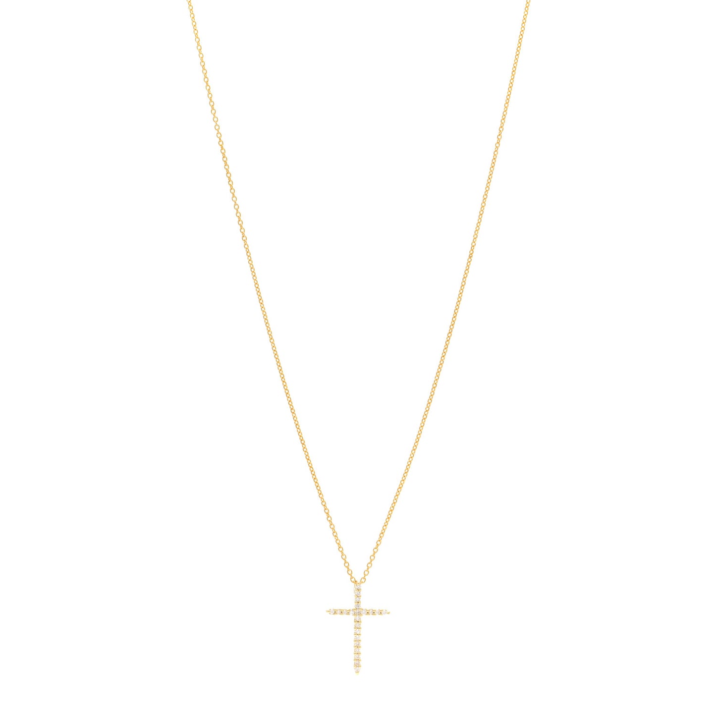 18K Yellow Gold .10ct Diamond Cross Pendant Necklace