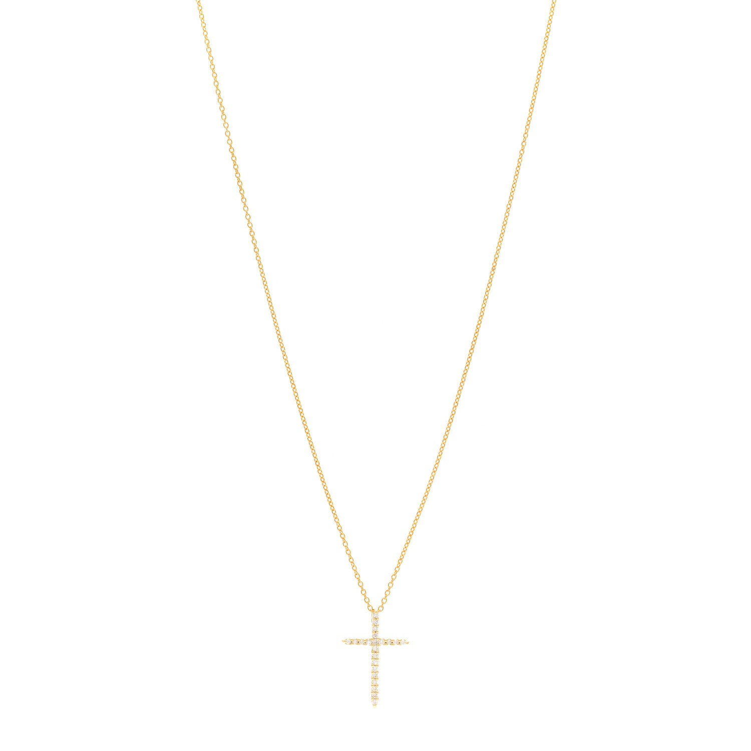 Roberto Coin 18K Yellow Gold .10ct Diamond Cross Pendant Necklace 1 of 5